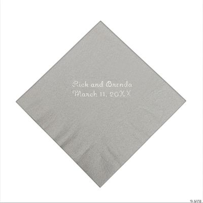 Personalized Silver Beverage Napkins