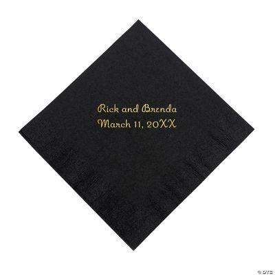Personalized Black Beverage Napkins