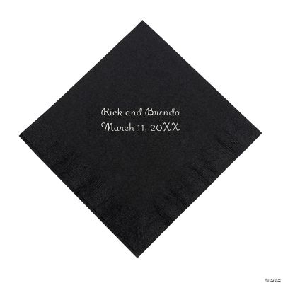 Personalized Black Beverage Napkins
