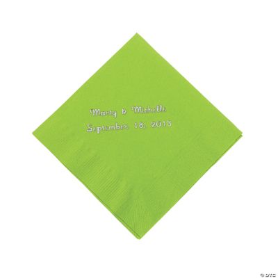 Personalized Beverage Napkins - Lime Green