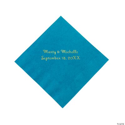 Personalized Beverage Napkins - Turqouise
