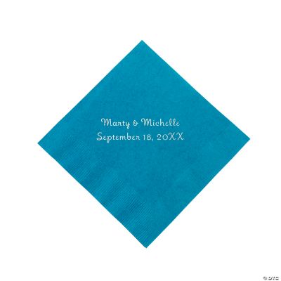 Personalized Beverage Napkins - Turqouise