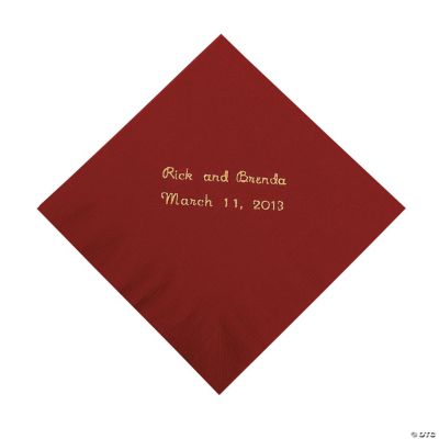 Personalized Burgundy Beverage Napkins