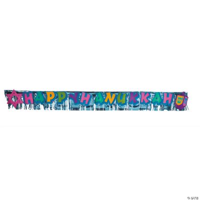 Metallic “Happy Hanukkah” Fringed Banner