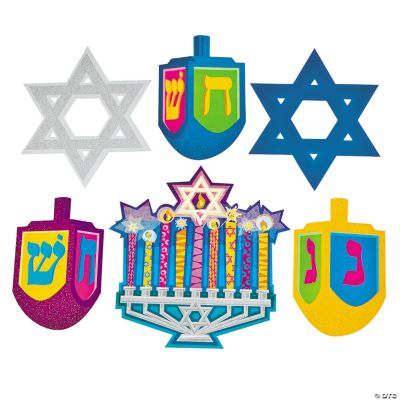 12 Hanukkah Glitter Cutouts