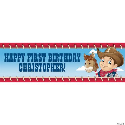 MEDIUM 1ST BIRTHDAY COWBOY BANNER PZ