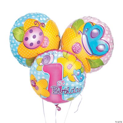 “1st Birthday” Girl Mylar Balloons