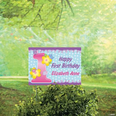 Personalized 1st Birthday Girl Yard Sign