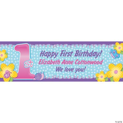 Personalized 1st Birthday Girl Banner - Small