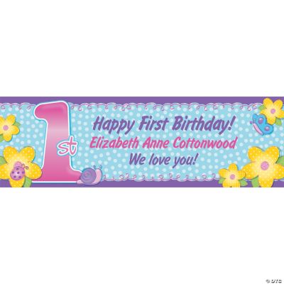 Personalized 1st Birthday Girl Banner - Medium
