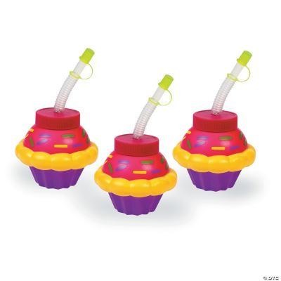 Happy Birthday Cupcake Cups With Straws