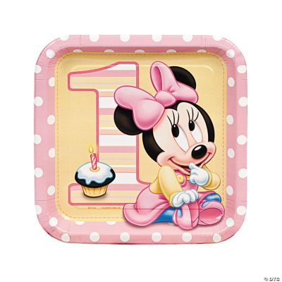 Minnie’s 1st Birthday Square Dinner Plates