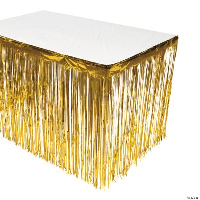 Gold Metallic Fringe Table Skirt