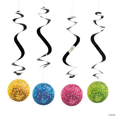 12 Disco Party Dangling Swirls