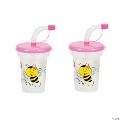 Molded Bee Cups With Lids & Straws