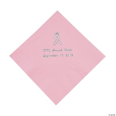 Pink Ribbon Luncheon Napkins - Silver Print
