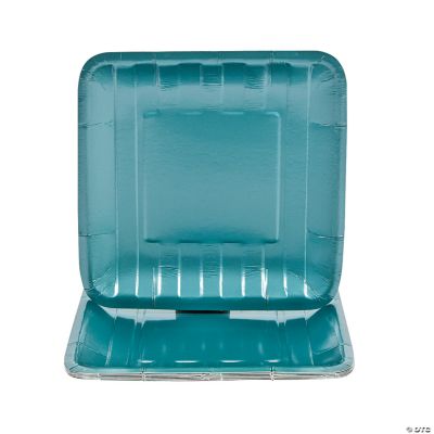 Metallic Peacock Blue Square Dessert Plates