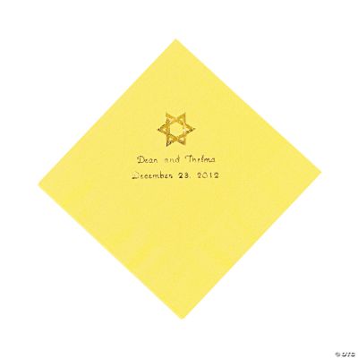 Personalized Star Of David Mimosa Yellow Lunch Napkins