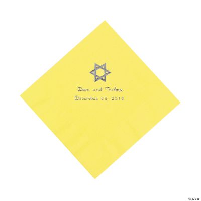 Personalized Star Of David Mimosa Yellow Lunch Napkins