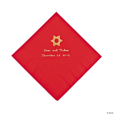 Personalized Star Of David Red Lunch Napkins