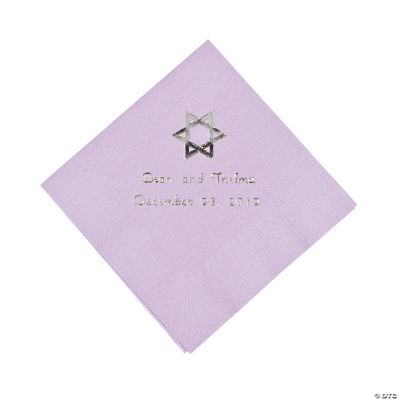 Personalized Star Of David Lilac Beverage Napkins