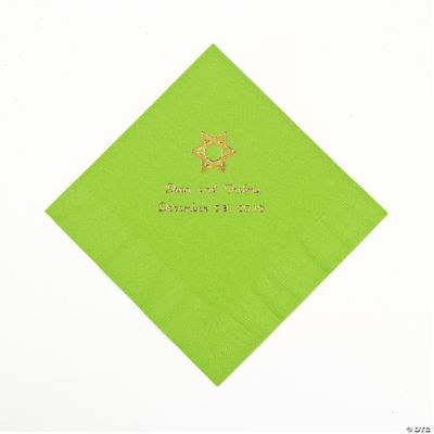 Personalized Star Of David Lime Green Luncheon Napkins