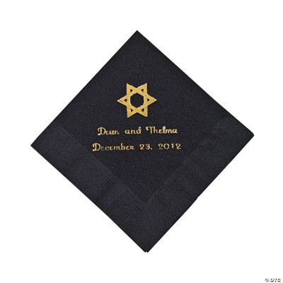 Personalized Star Of David Black Beverage Napkins