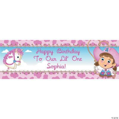 Personalized Small 1st Birthday Cowgirl Banner