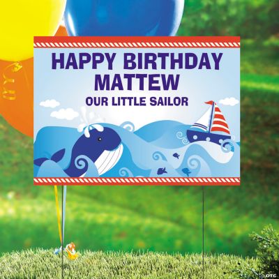 Personalized 1st Birthday Nautical Yard Sign