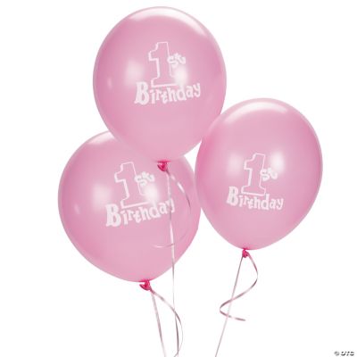 1st Birthday Pink Latex Balloon