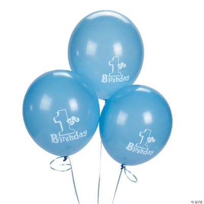 1st Birthday Blue Latex Balloon