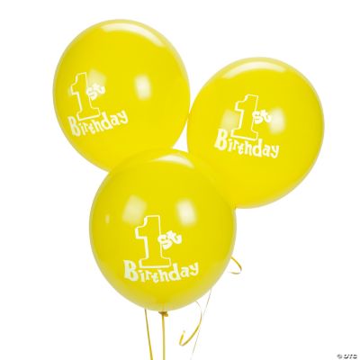 1st Birthday Yellow Latex Balloon