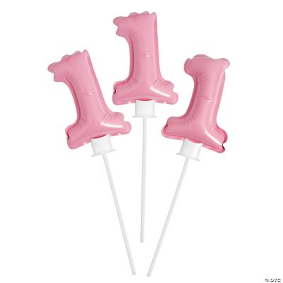 1st Birthday Pink Self Inflate Mylar Balloon