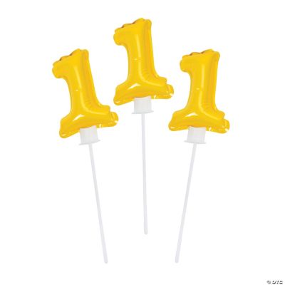 1st Birthday Yellow Self Inflate Mylar Balloon