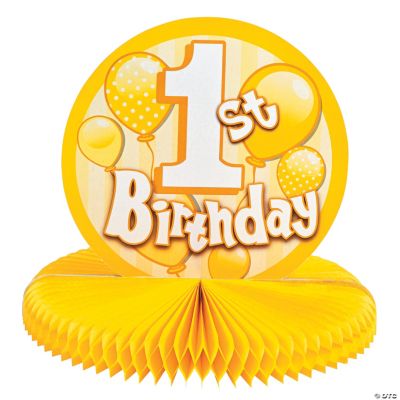 1st Birthday Yellow Centerpiece