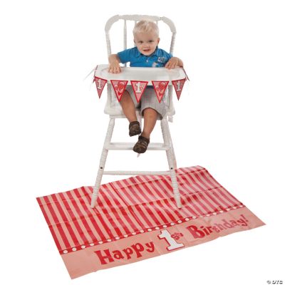 “1st Birthday” Red High Chair Set