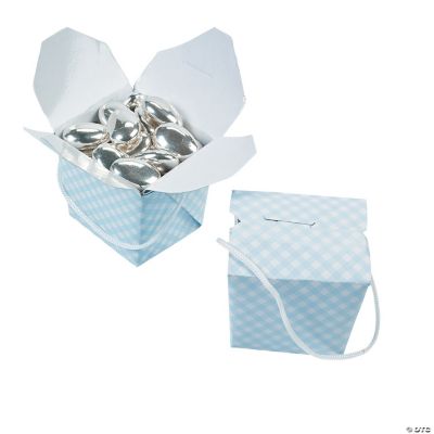 Mini Blue Gingham Takeout Boxes