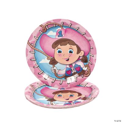 1st Birthday Pink Cowgirl Dinner Plates