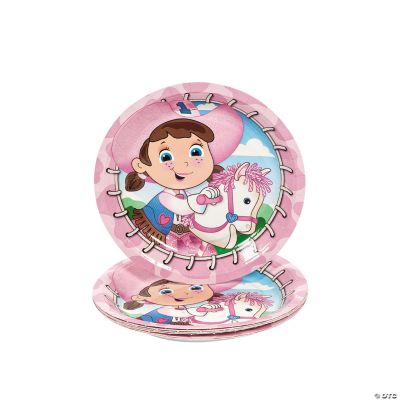 1st Birthday Pink Cowgirl Dessert Plates