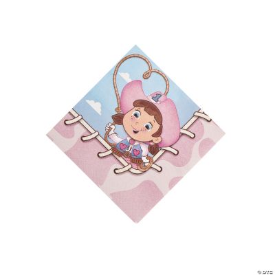 1st Birthday Pink Cowgirl Beverage Napkins