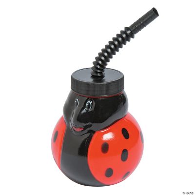 Molded Ladybug Cups With Lids & Straws