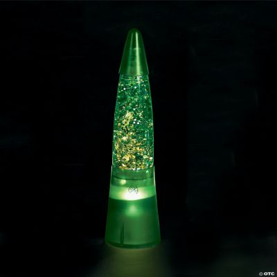 Plastic Transparent Green Glitter Lamp