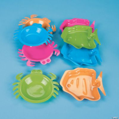 Plastic Crab And Fish Serving Dishes