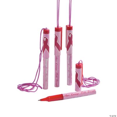 Pink Ribbon Pens On A Rope