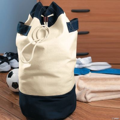 Personalized Blue & White Duffel Bag