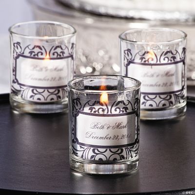 Personalized Black & White Votive Candleholders