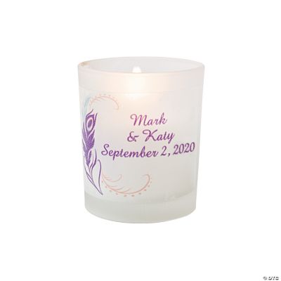 Personalized Peacock Wedding Votive Holders