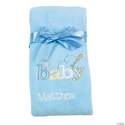 Personalized Blue Baby Blanket