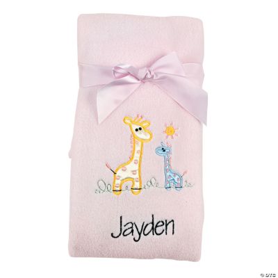 Personalized Pink Giraffe Blanket
