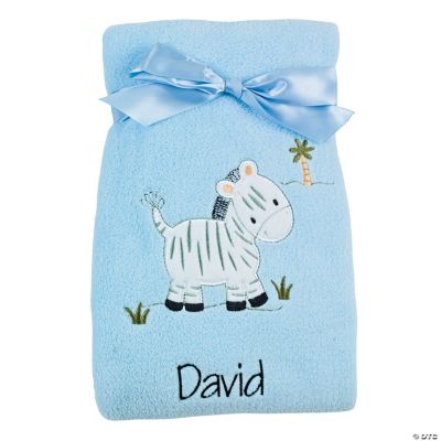 Personalized Blue Zebra Blanket